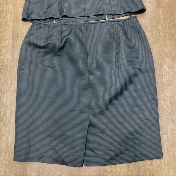 22W Elegant Black Waffle Texture Two-Piece Skirt Set Liz Claiborne Lined Fitted - Picture 5 of 14